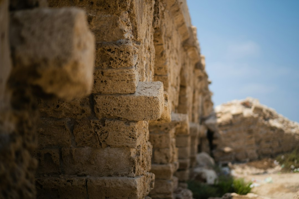 Ancient Roman-era ruins in Caesarea, Israel